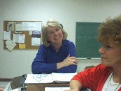 photo of Deb and Jan E. at quartet practice