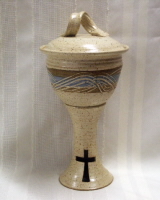 Ciborium host container in Otoe glaze by Ocepek Pottery photo of the Ciborium host container in Otoe glaze by Ocepek Pottery