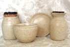Parish travel communion set in Cream made by Debra Ocepek of Ocepek Pottery photo of Parish travel communion set in Cream made by Debra Ocepek of Ocepek Pottery