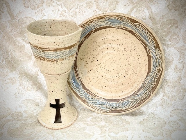 Communion Pouring Chalice and Paten Set Worship Service Cup and Plate