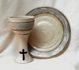 photo of chalice and paten pottery communion set